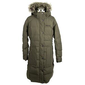Marmot Clarehall 700 Fill Down Long Puffer Coat with Faux Fur Hood - Size Large